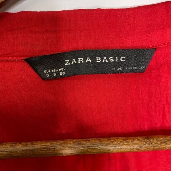 Zara Basic Red Collared V-neck Tunic Dress Small - Picture 4 of 8